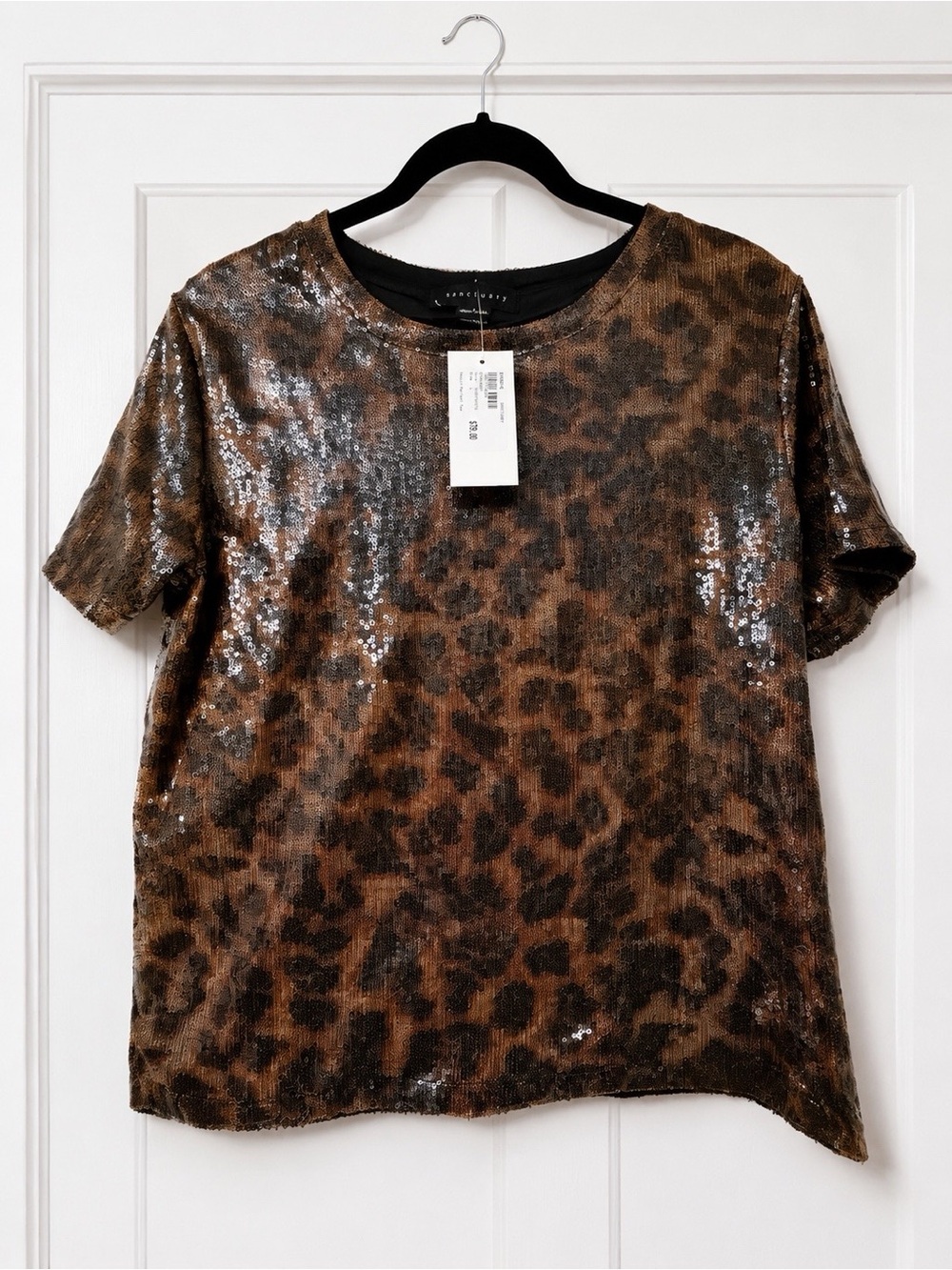 Sanctuary Sequin Leopard Print Top NWT Size Large